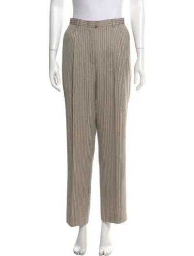Pre-owned Escada Striped Straight Leg Pants In Neutral