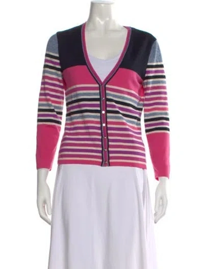 Pre-owned Escada Striped V-neck Sweater In Multi