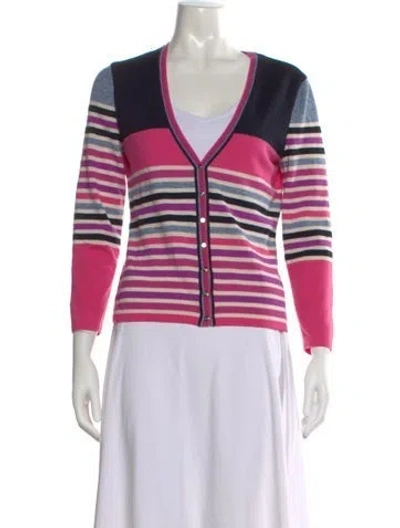 Pre-owned Escada Striped V-neck Sweater In Multicolor