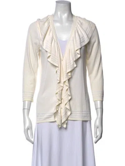 Pre-owned Escada Striped V-neck Sweater In Neutral