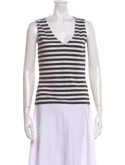 Pre-owned Escada Striped V-neck Top In Multi