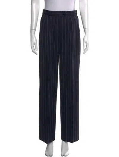 Pre-owned Escada Striped Wide Leg Pants In Black