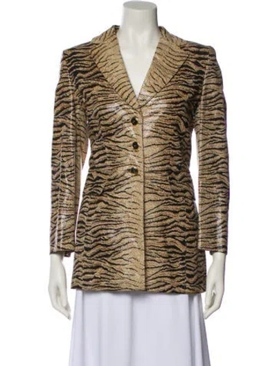 Pre-owned Escada Suede Animal Print Blazer In Neutral