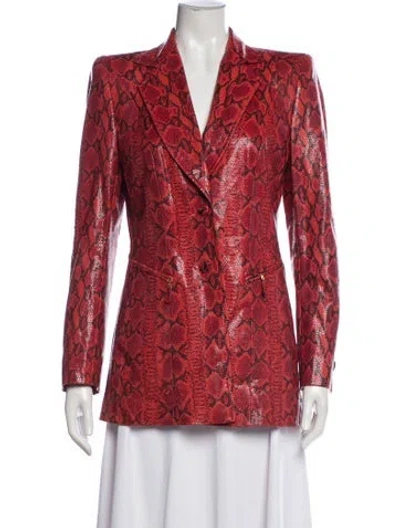 Pre-owned Escada Suede Animal Print Blazer In Red