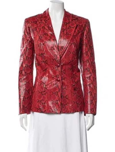 Pre-owned Escada Suede Animal Print Blazer In Red