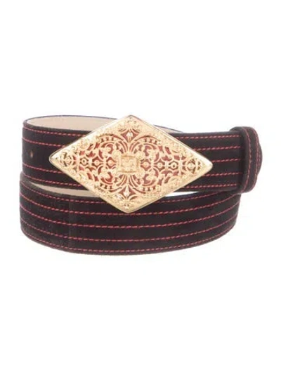 Pre-owned Escada Suede Belt In Black