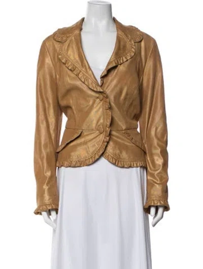 Pre-owned Escada Suede Blazer In Gold/metallic