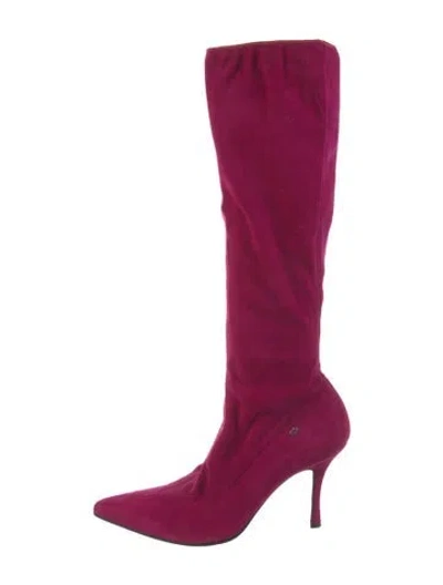 Pre-owned Escada Suede Boots In Purple