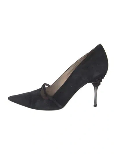 Pre-owned Escada Suede Bow Accents Pumps In Blue