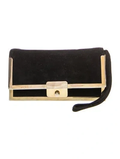 Pre-owned Escada Suede Clutch In Black