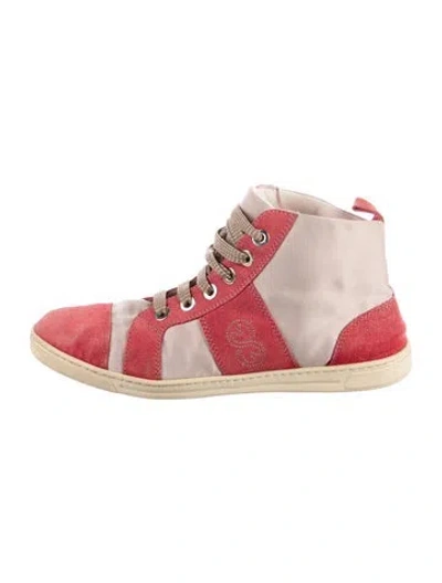 Pre-owned Escada Suede Colorblock Pattern Sneakers In Red