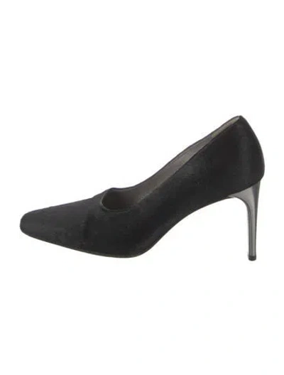 Pre-owned Escada Suede Crystal Embellishments Pumps In Black