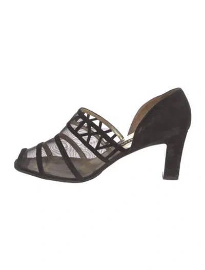 Pre-owned Escada Suede D'orsay Pumps In Black