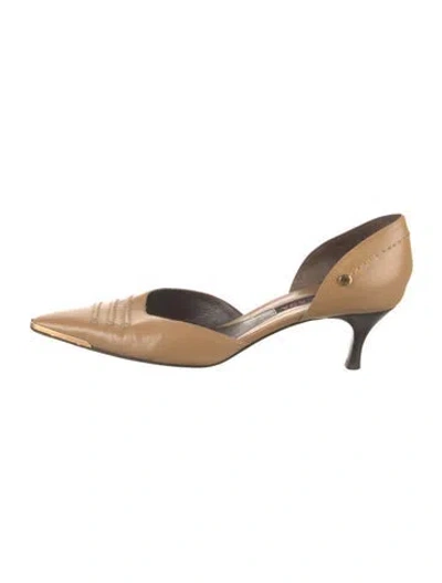 Pre-owned Escada Suede D'orsay Pumps In Neutral