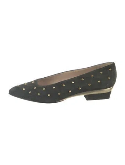 Pre-owned Escada Suede Flats In Green