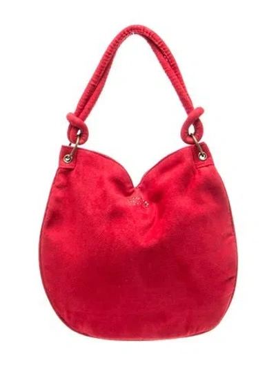Pre-owned Escada Suede Hobo In Red