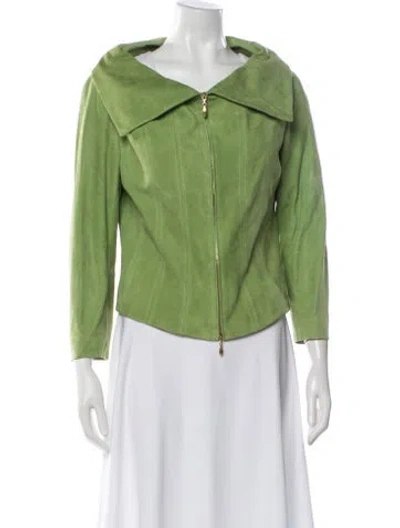 Pre-owned Escada Suede Jacket In Green
