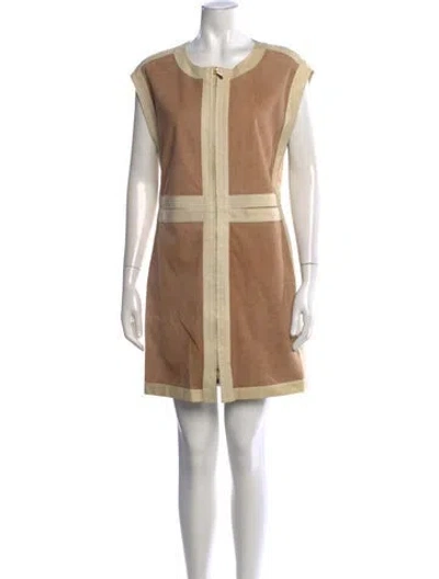 Pre-owned Escada Suede Knee-length Dress In Brown