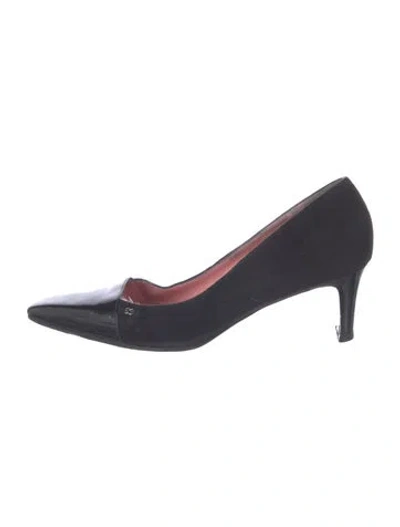 Pre-owned Escada Suede Leather Trim Embellishment Pumps In Blue