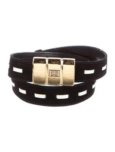 Pre-owned Escada Suede Leather Trim Embellishment Waist Belt In Black