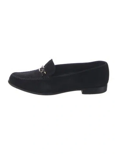 Pre-owned Escada Suede Loafers In Black