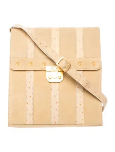 Pre-owned Escada Suede Messenger Bag Vintage In Neutral