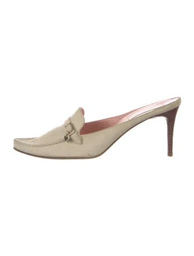 Pre-owned Escada Suede Mules In Neutral