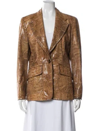 Pre-owned Escada Suede Printed Blazer In Brown