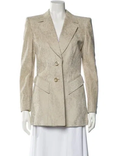 Pre-owned Escada Suede Printed Blazer In Neutral