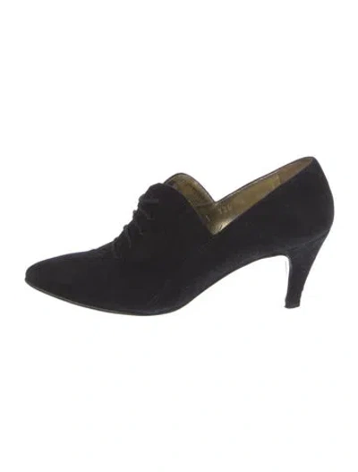 Pre-owned Escada Suede Pumps In Black