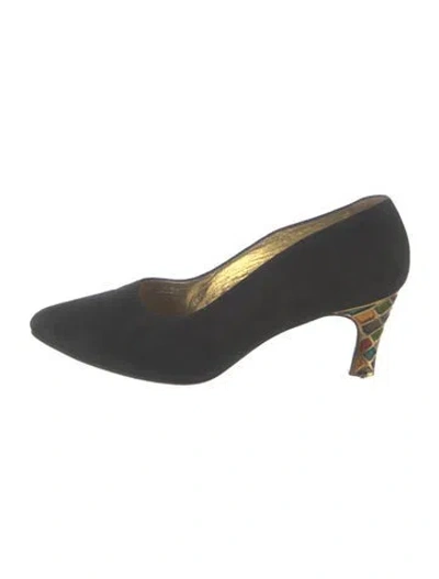 Pre-owned Escada Suede Pumps In Black