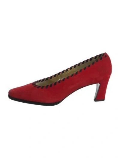 Pre-owned Escada Suede Pumps In Red