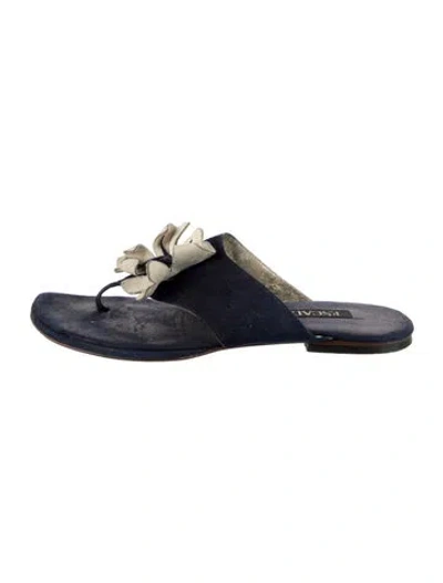 Pre-owned Escada Suede Slides In Blue