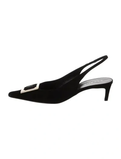 Pre-owned Escada Suede Slingback Pumps In Black
