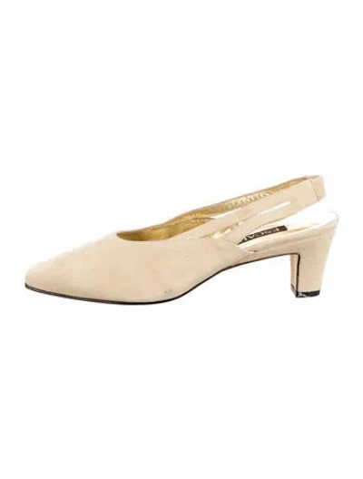 Pre-owned Escada Suede Slingback Pumps In Neutral