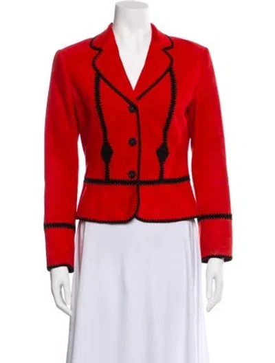 Pre-owned Escada Suede Striped Blazer In Red