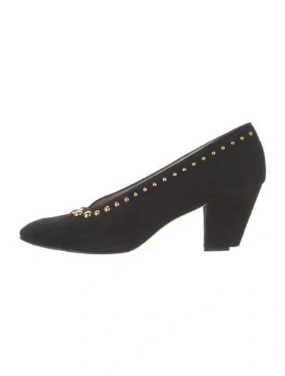 Pre-owned Escada Suede Studded Accents Pumps In Black