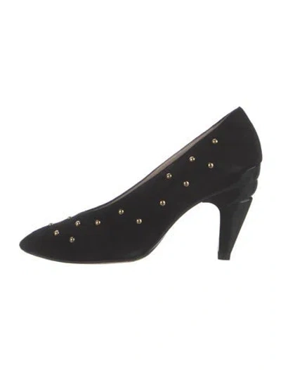 Pre-owned Escada Suede Studded Accents Pumps In Black