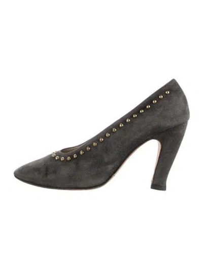 Pre-owned Escada Suede Studded Accents Pumps In Grey