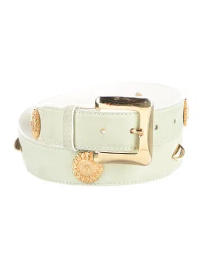 Pre-owned Escada Suede Studded Accents Waist Belt In Green