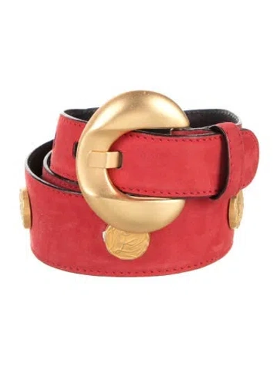 Pre-owned Escada Suede Studded Accents Waist Belt In Red