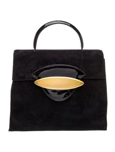 Pre-owned Escada Suede Top Handle Bag In Black