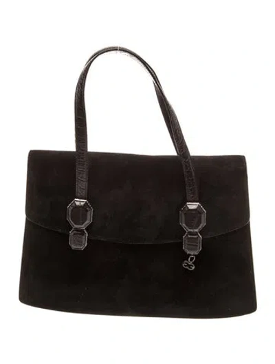 Pre-owned Escada Suede Top Handle Bag In Black