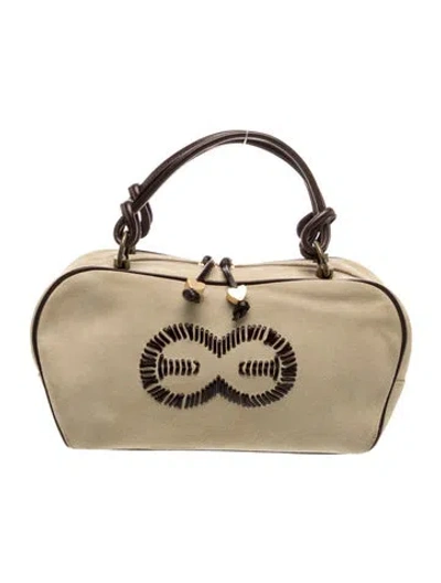 Pre-owned Escada Suede Top Handle Bag Vintage In Neutral