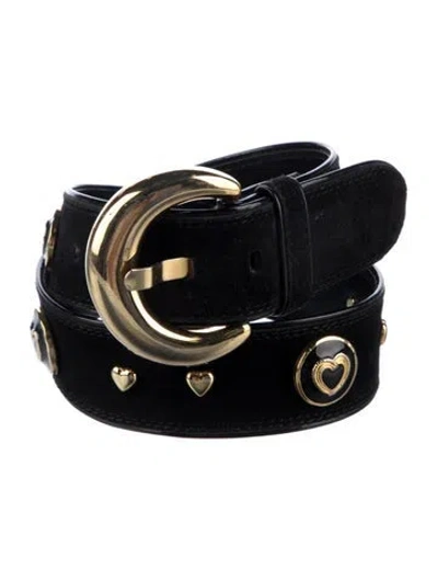 Pre-owned Escada Suede Waist Belt In Black/metallic