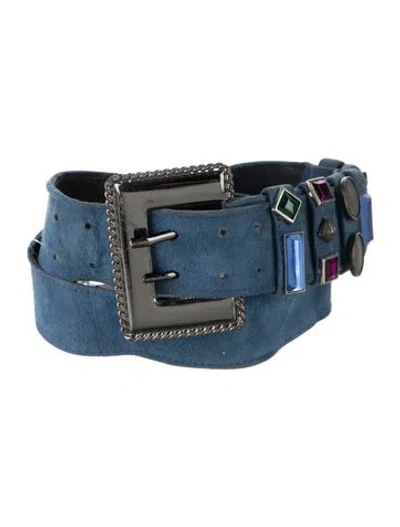 Pre-owned Escada Suede Waist Belt In Blue