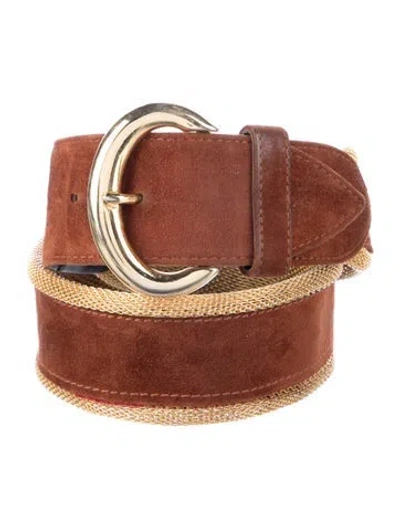 Pre-owned Escada Suede Waist Belt In Brown