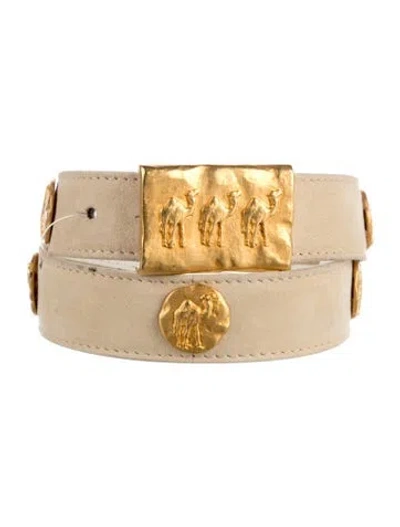 Pre-owned Escada Suede Waist Belt In Neutrals