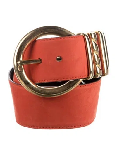 Pre-owned Escada Suede Waist Belt In Orange