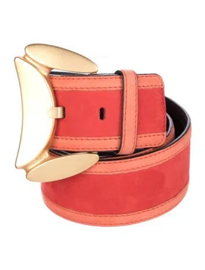 Pre-owned Escada Suede Waist Belt In Red